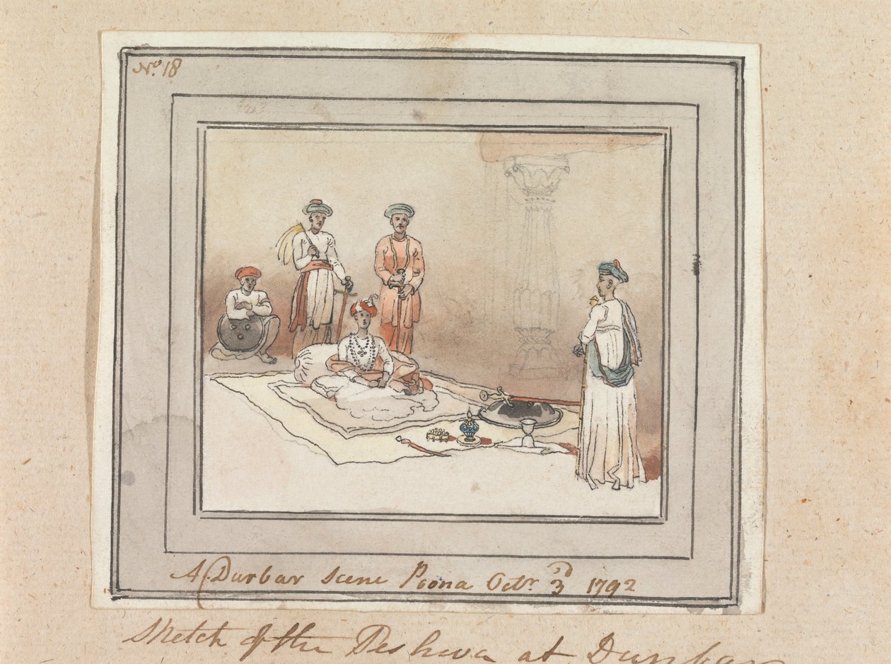 A Durbar Scene, Poona, 3. oktober 1792 af Robert Mabon