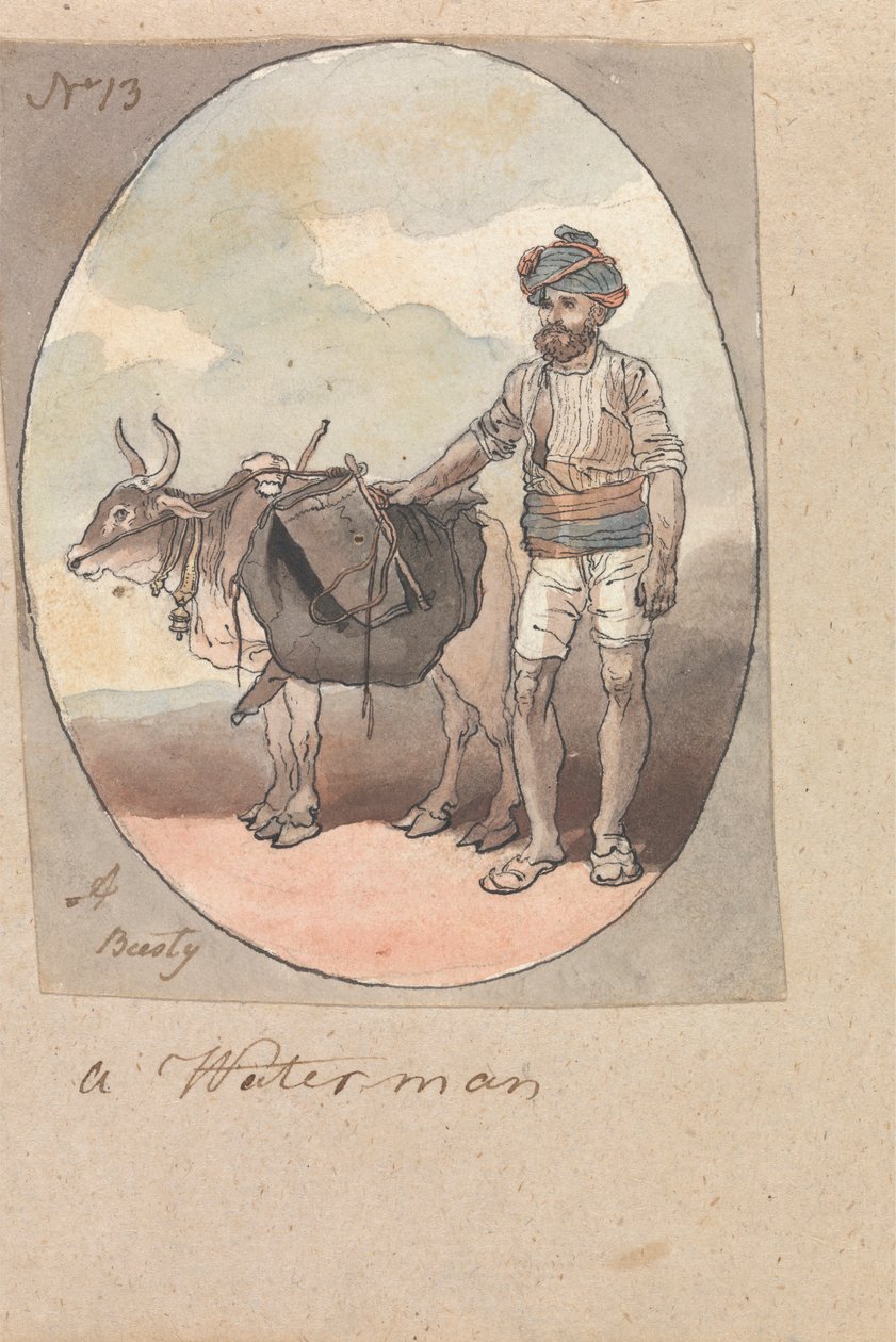 En vandmand med sin okse eller okse af Robert Mabon