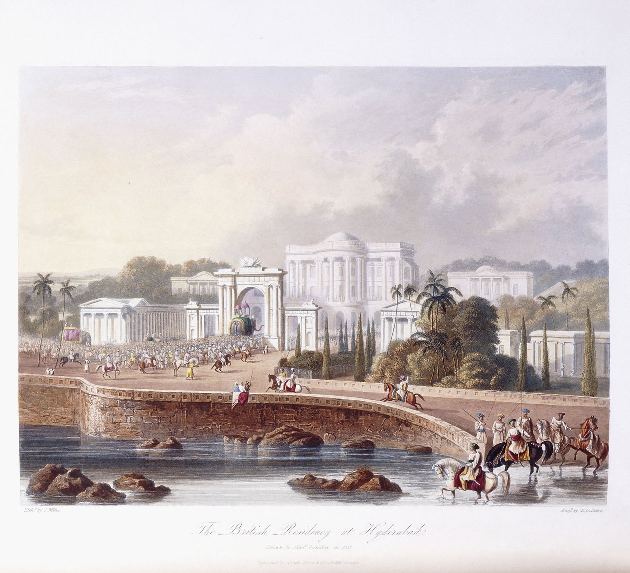 The British Residency i Hyderabad, 1813; 1830 af Robert Melville Grindlay