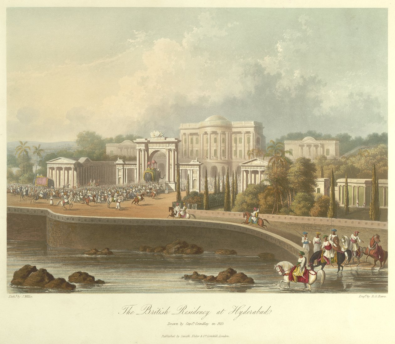 The British Residency i Hyderabad, tegnet i 1813 af Robert Melville Grindlay