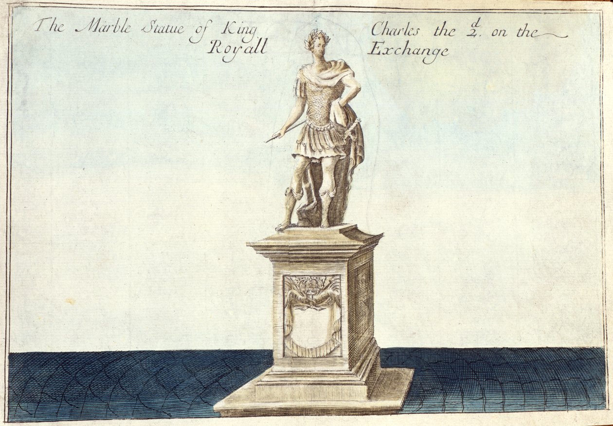 Marmorstatue af kong Charles II (1630-85) på Royal Exchange, fra 
