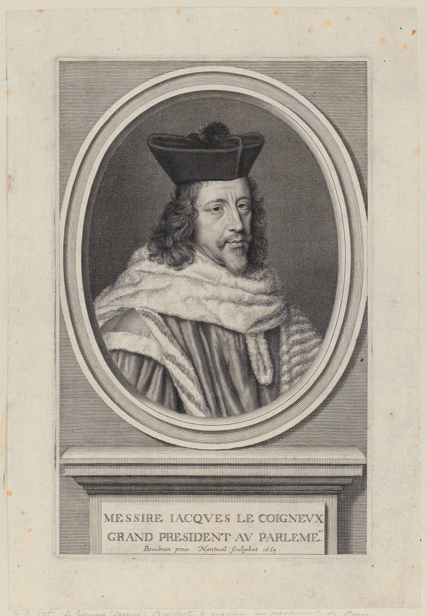 Portræt af Jacques Le Coigneux af Robert Nanteuil
