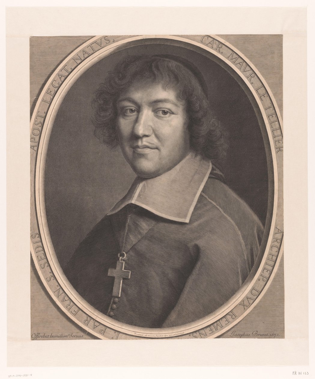 Portræt af Charles-Maurice Le Tellier Fordi. Maur. Le Tellier (...) (titel på objekt) af Robert Nanteuil