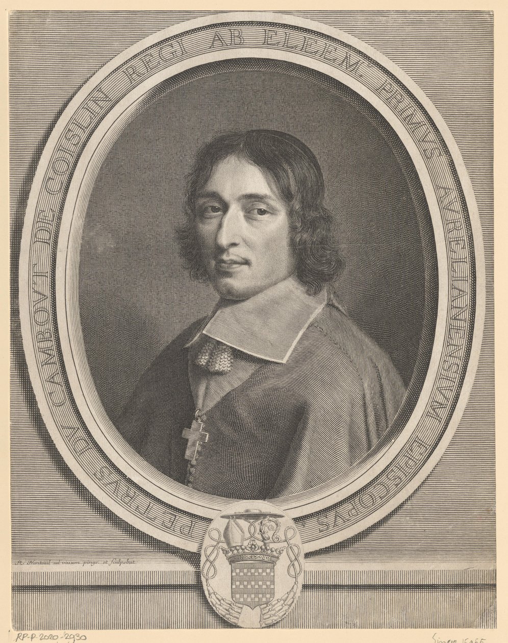 Portræt af Pierre de Cambout de Coislin af Robert Nanteuil