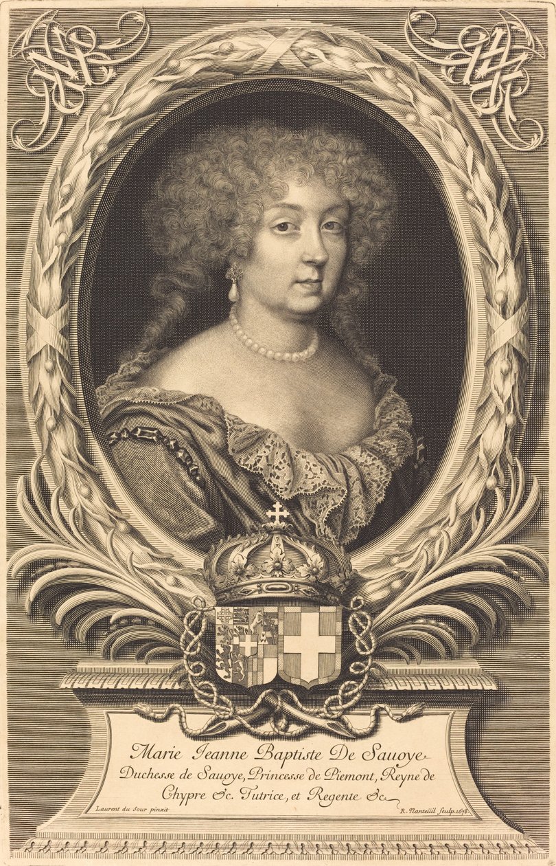 Marie-Jeanne-Baptiste, hertuginde af Savoyen af Robert Nanteuil after Laurent Dufour