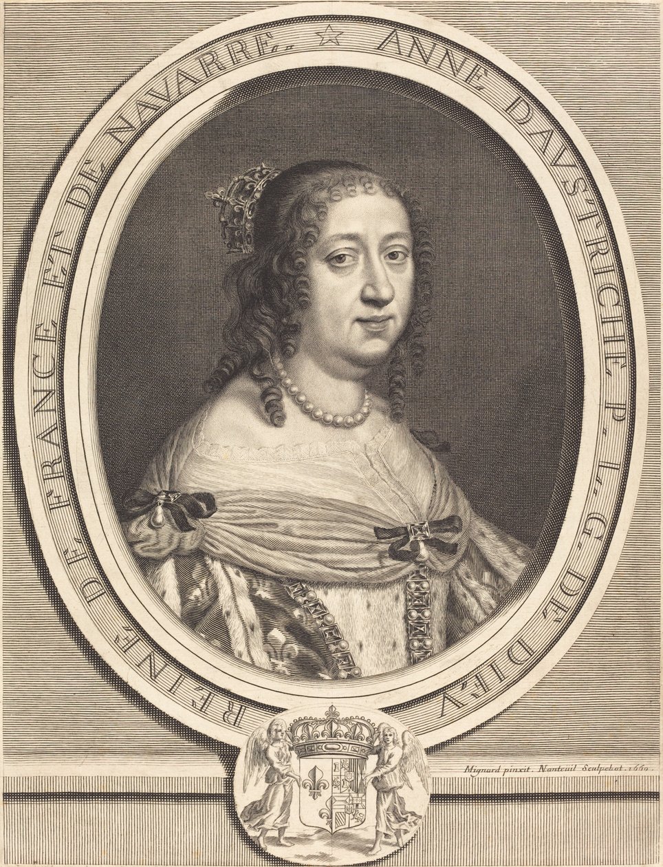 Anne af Østrig, dronning af Frankrig og Navarra af Robert Nanteuil after Pierre Mignard I