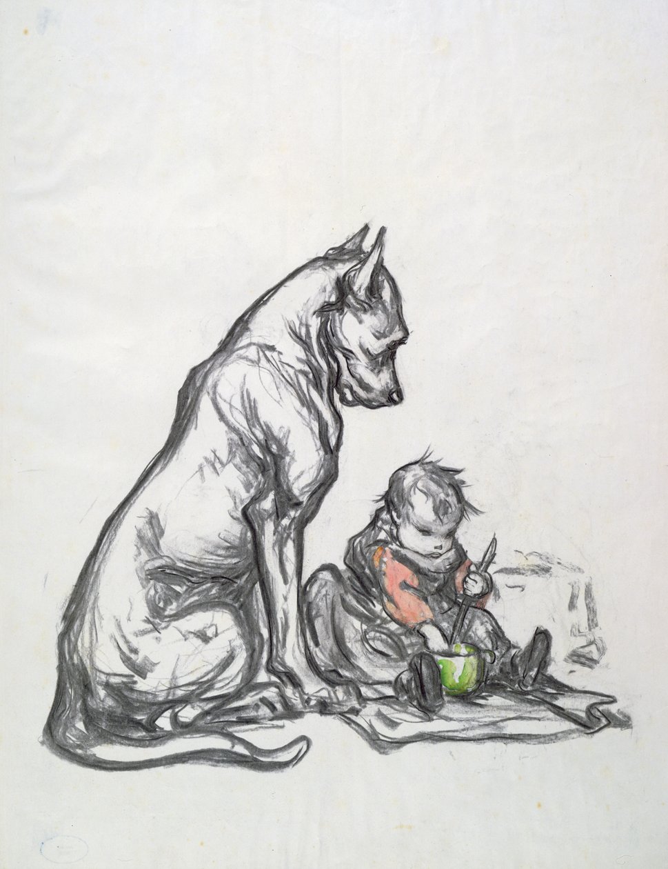 Hund og barn, tidligt 20. århundrede af Robert Noir