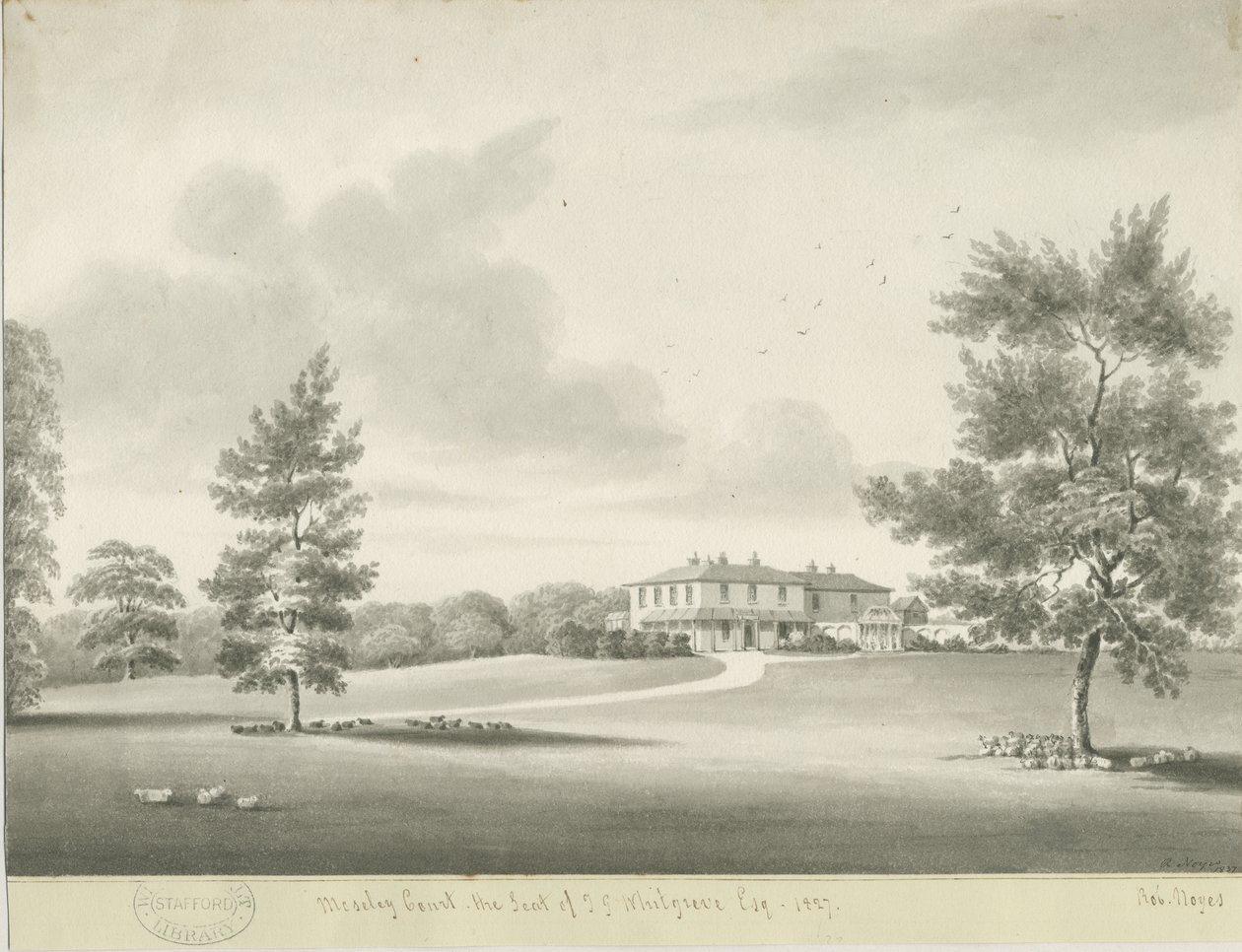 Moseley Court: sepia wash drawing, 1837dani af Robert Noyes