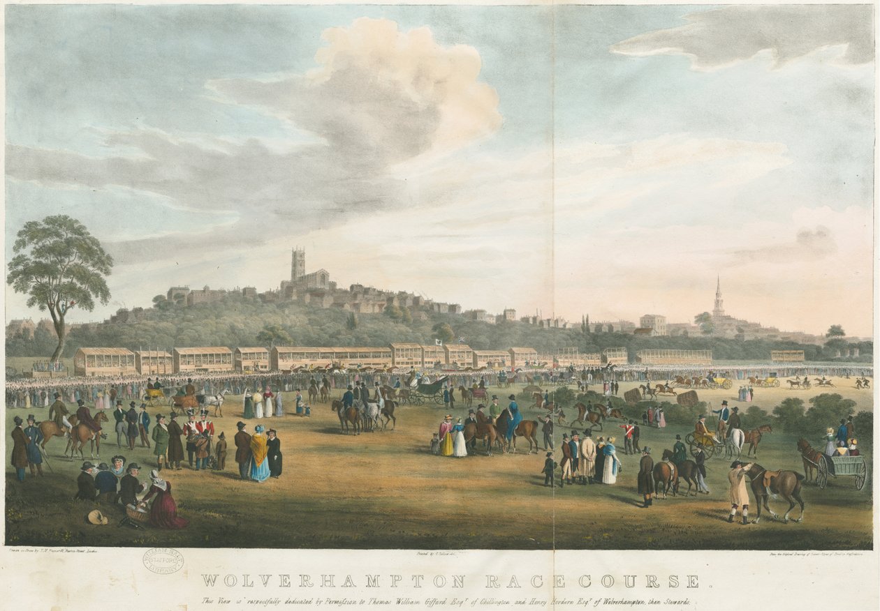 Wolverhampton - Væddeløbsbane: farvet litografi og [c 1826] (tryk) af Robert Noyes