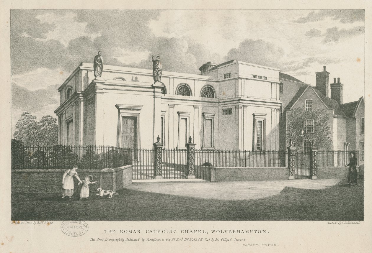 Wolverhampton - The Roman Catholic Chapel: lithograph, nd [c 1844] dani af Robert Noyes