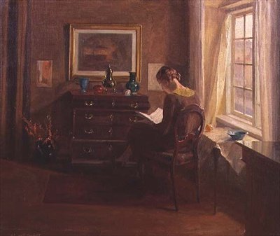 Lady læser i et interiør af Robert Panitzsch