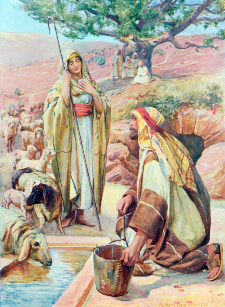 Rachel ved brønden (farvelitografi) af Robert Payton Reid