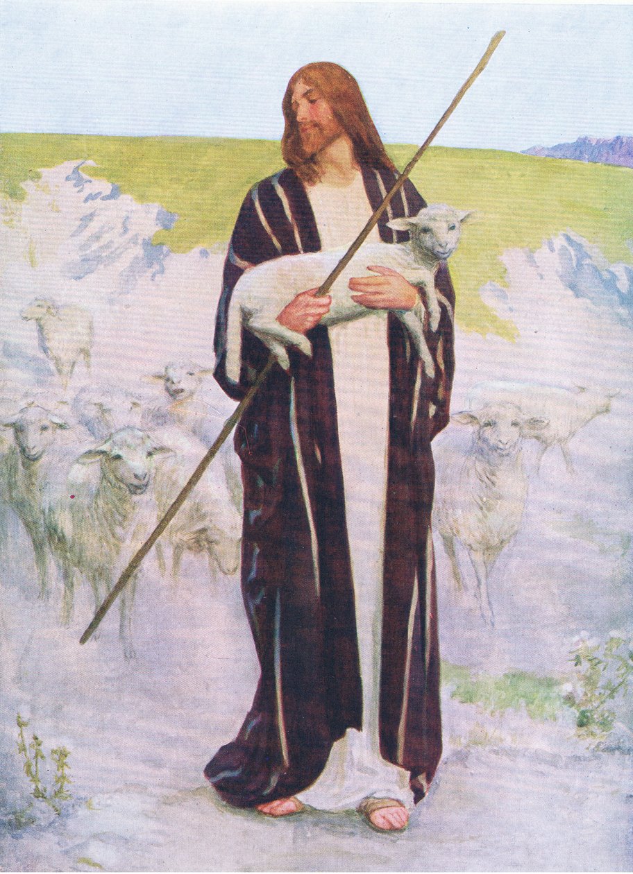 Den gode hyrde, fra The Bible Picture Book udgivet af Thomas Nelson, ca.1950 af Robert Payton Reid