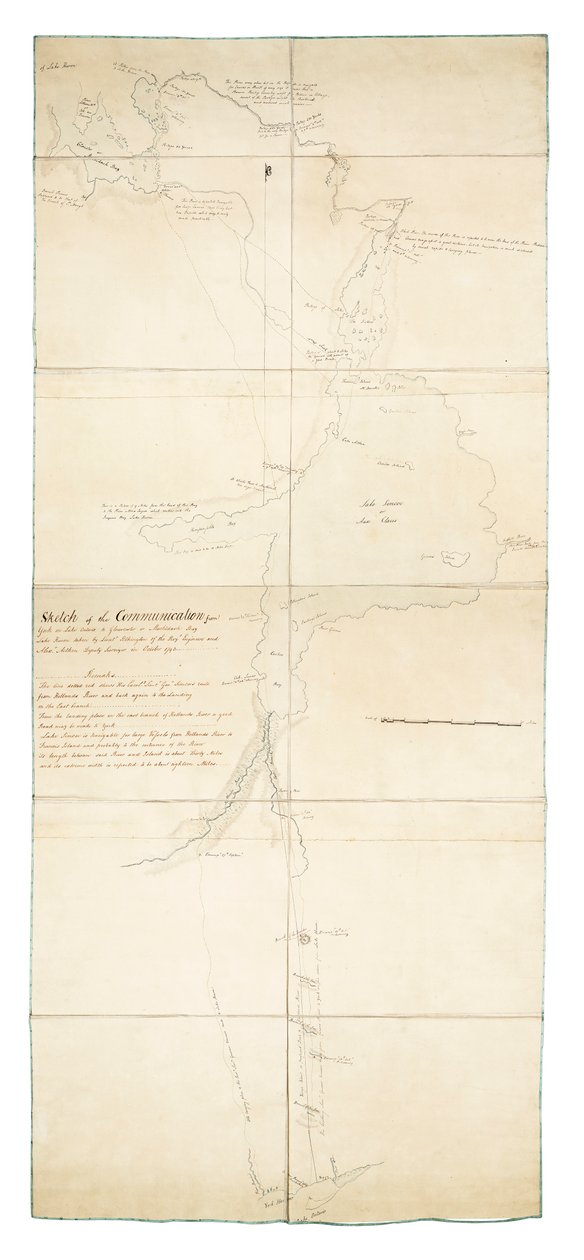 Skitse af kommunikation fra York ved Ontario-søen til Glouscester [sic] eller Machidash Bay ved Huron-søen taget af løjtnant Pilkington fra Roy.l Engineers og Alex.r Aitken Deputy Surveyor i oktober 1793. af Robert Pilkington