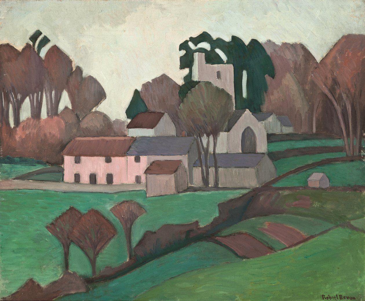 Clayhidon Church (olie på lærred) af Robert Polhill Bevan