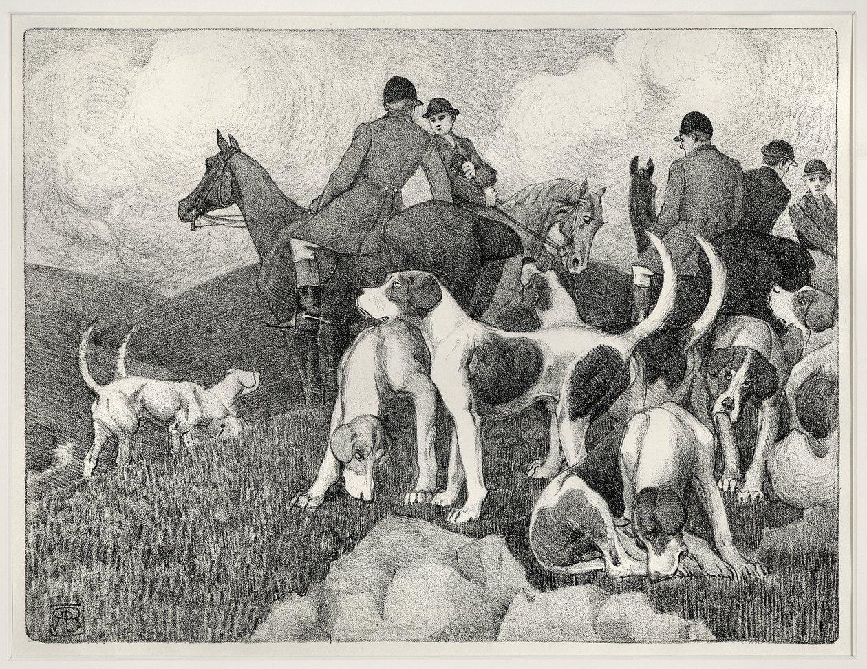 Jagtscene (litho) af Robert Polhill Bevan