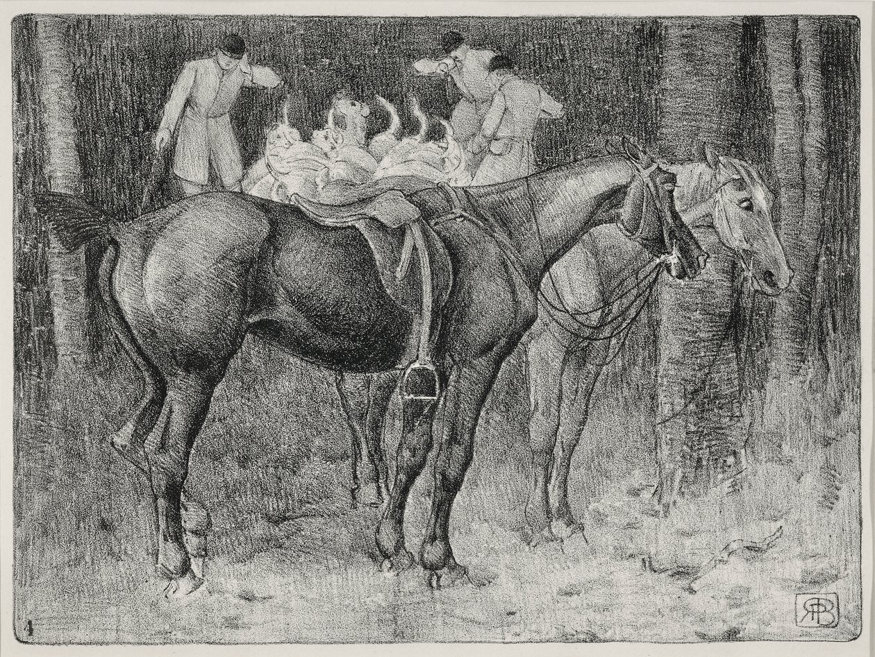 Jagtscene (litho) af Robert Polhill Bevan