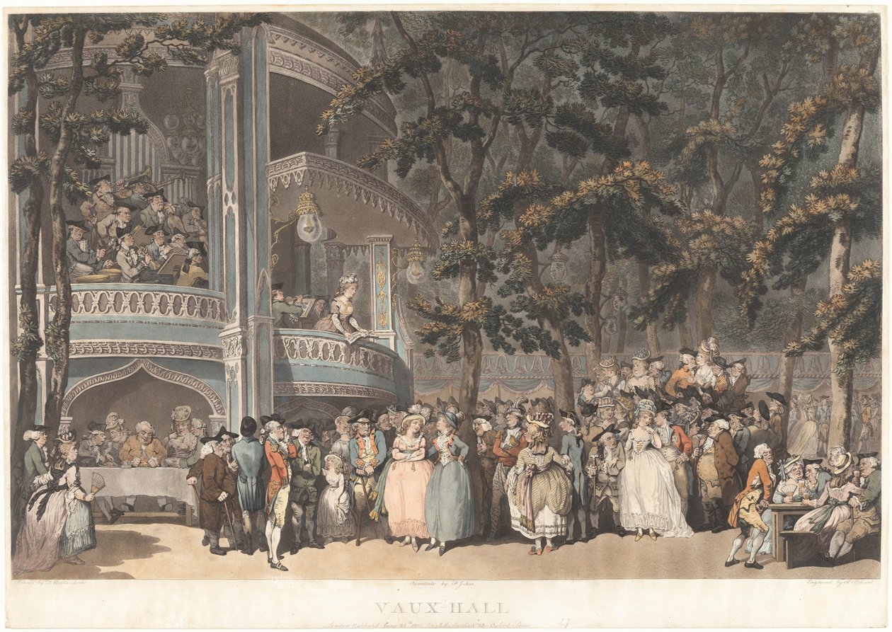 Vauxhall Gardens af Robert Pollard and Francis Jukes after Thomas Rowlandson, published by John Raphael Smith