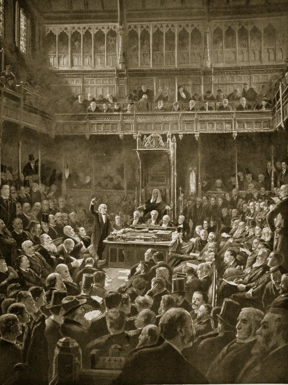 Gladstone introducerer lovforslaget om hjemmestyre, februar 1893 af Robert Ponsonby Staples