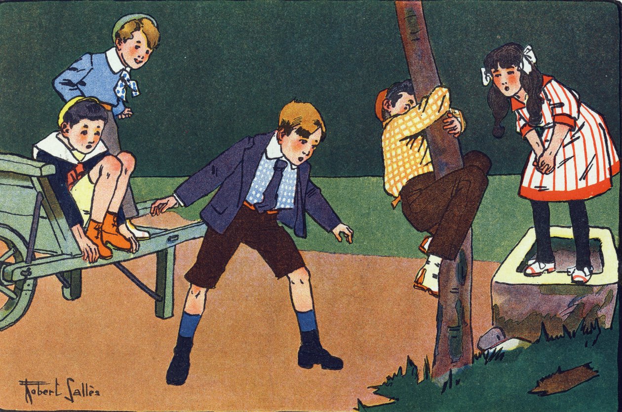 En kat aborre. Indgravering i "" Hvad spiller vi? “” af E. Weber med akvareltegninger af Robert Salles (1871-1929). Librairie Garnier Freres, Paris af Robert Salles
