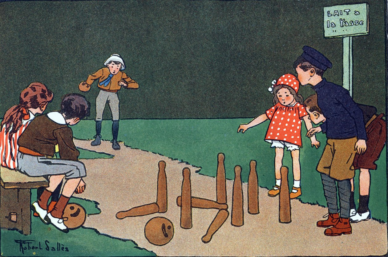 Bowlingbanen. Indgravering i "" Hvad spiller vi? “” af E. Weber med akvareltegninger af Robert Salles (1871-1929). Librairie Garnier Freres, Paris af Robert Salles