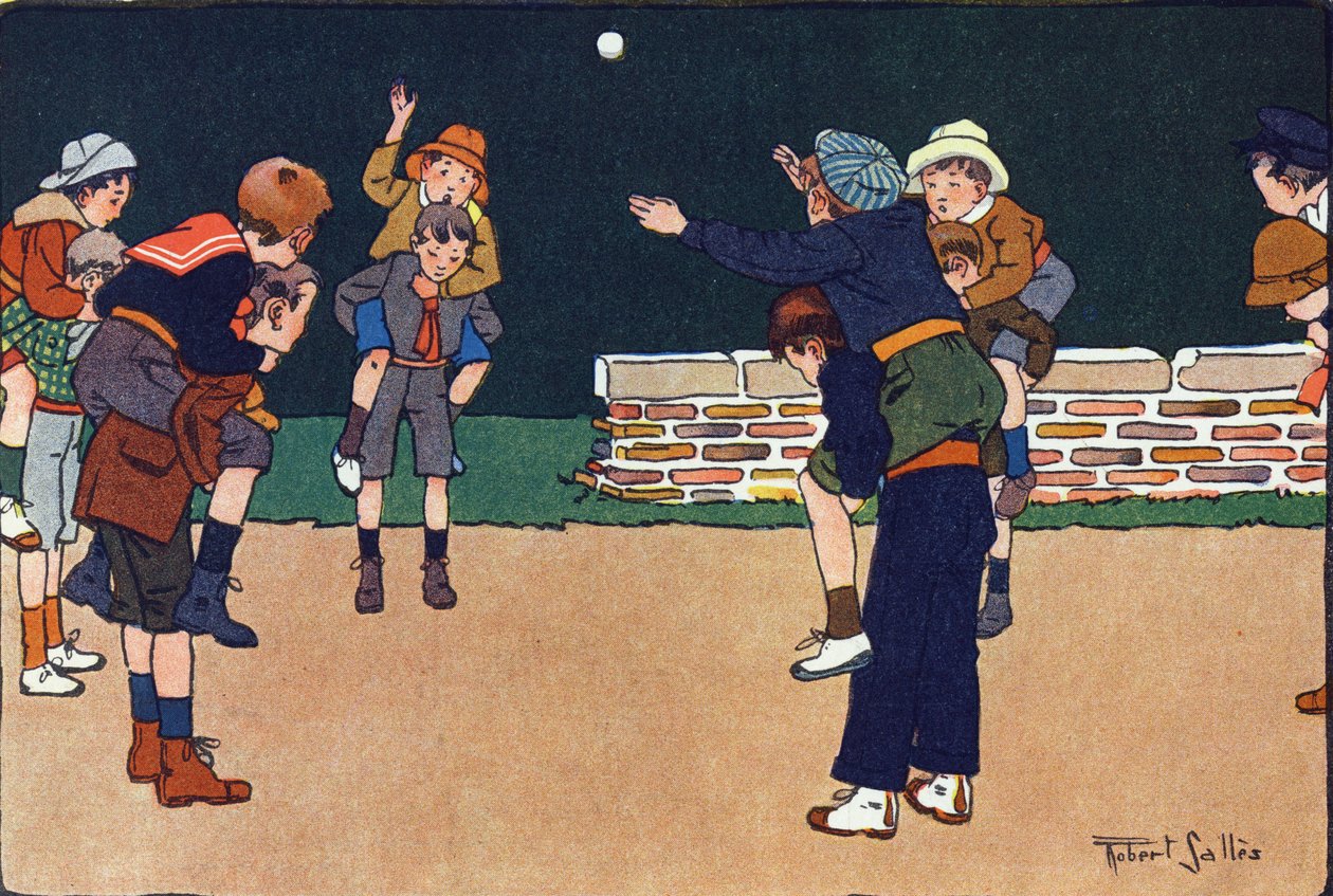 Cavaliere-kuglen. Indgravering i "" Hvad spiller vi? “” af E. Weber med akvareltegninger af Robert Salles (1871-1929). Librairie Garnier Freres, Paris af Robert Salles