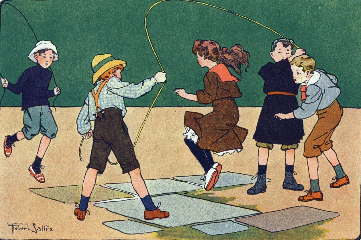 Springet har rebet. Indgravering i "" Hvad spiller vi? “” af E. Weber med akvareltegninger af Robert Salles (1871-1929). Librairie Garnier Freres, Paris af Robert Salles