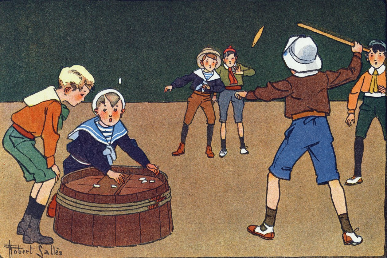 Oselletterne og kvinetten. Indgravering i "" Hvad spiller vi? “” af E. Weber med akvareltegninger af Robert Salles (1871-1929). Librairie Garnier Freres, Paris af Robert Salles