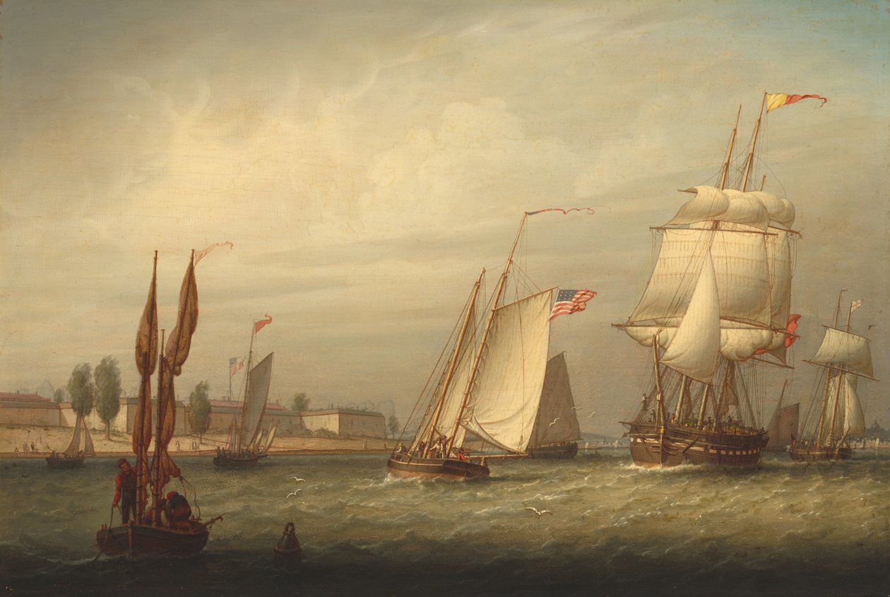 Boston Havn af Robert Salmon