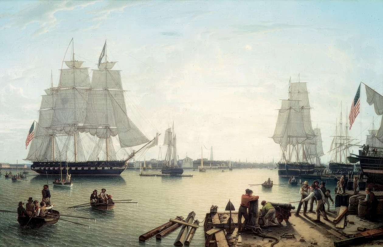Boston Havn af Robert Salmon