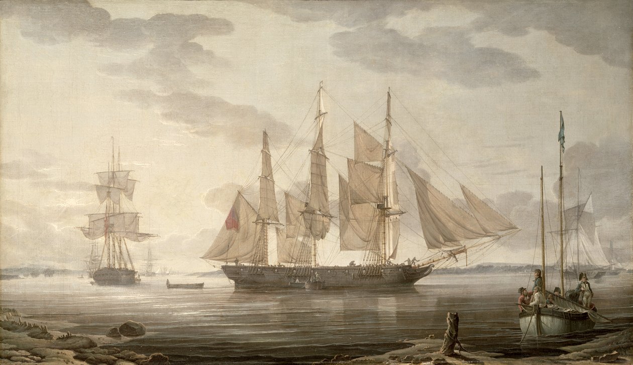 Skibe i havnen, 1805 af Robert Salmon
