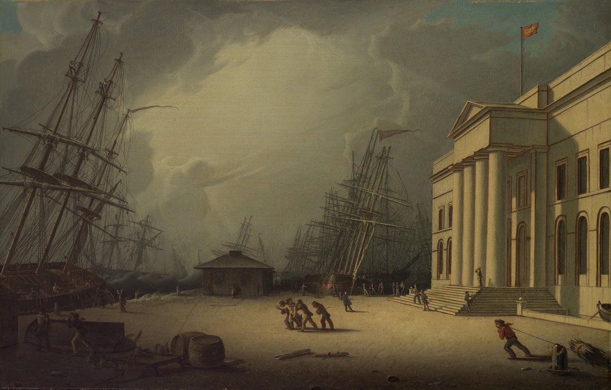 Toldhuset i Greenock, Skotland, 1828. af Robert Salmon