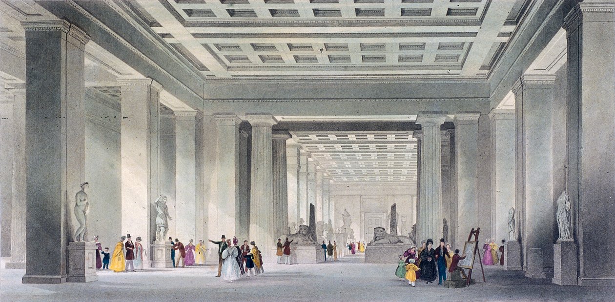 The Grand Central and Egyptian Saloons, British Museum, Holborn, London, c1836. af Robert Sands