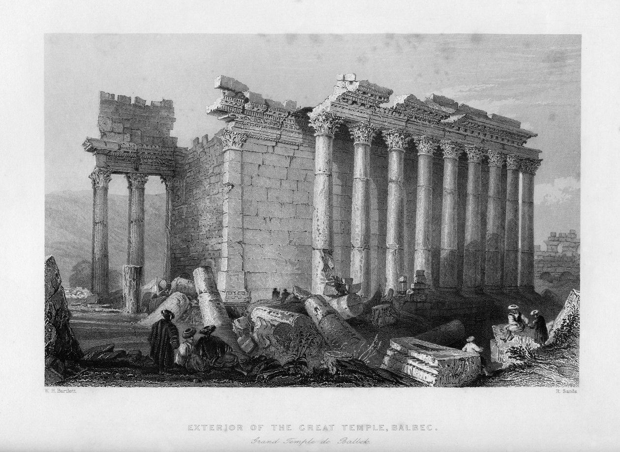 Det store tempel i Baalbec Heliopolis, Egypten, 1841. af Robert Sands