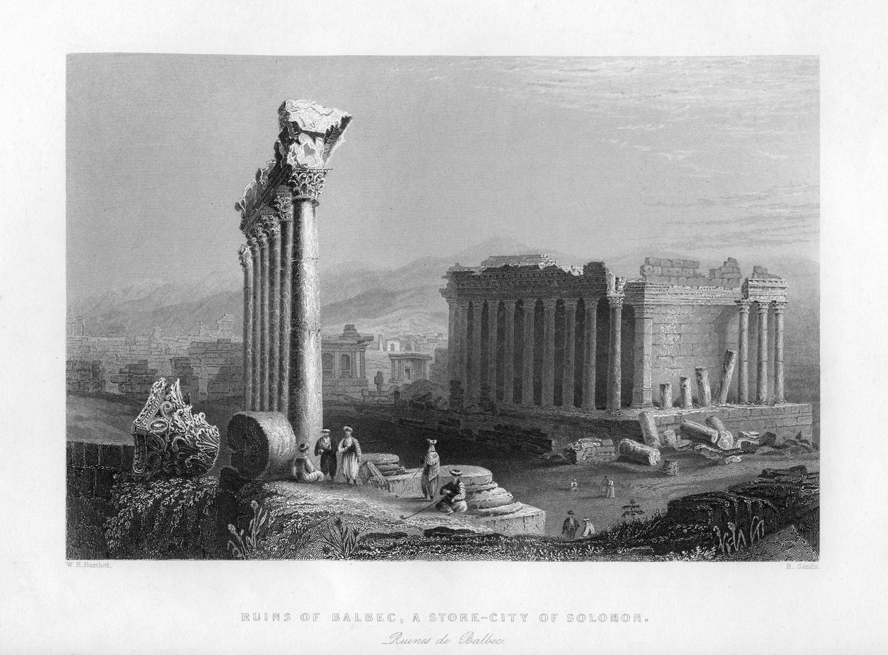 Det store tempel i Baalbec Heliopolis, Egypten, 1841. af Robert Sands
