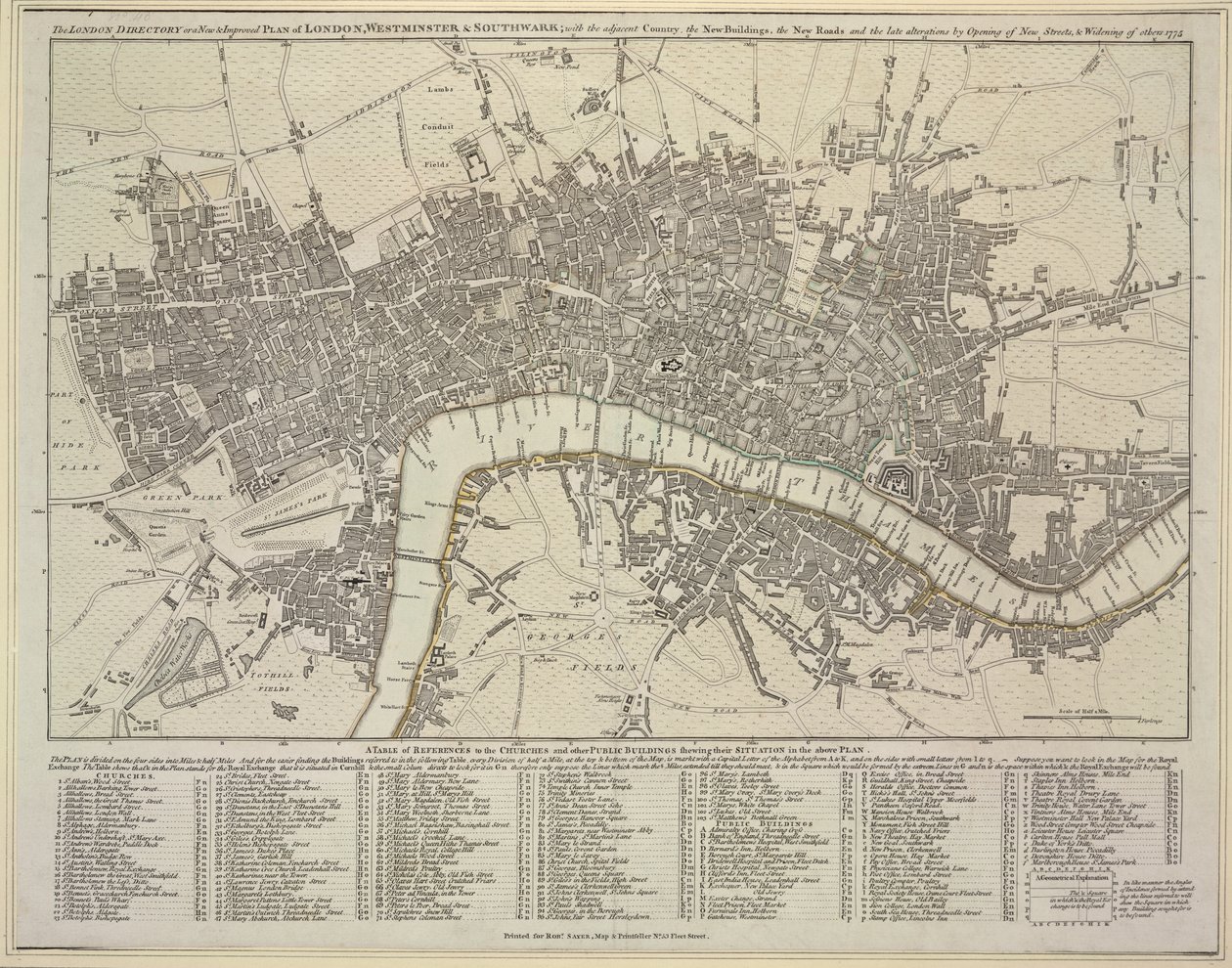 En plan for London, Westminster og Southwark af Robert Sayer