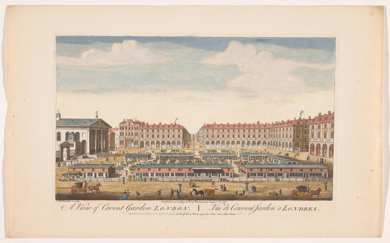 Udsigt over Covent Garden Market i London Udsigt over Covent Garden London (titel på objekt) London (serietitel) af Robert Sayer