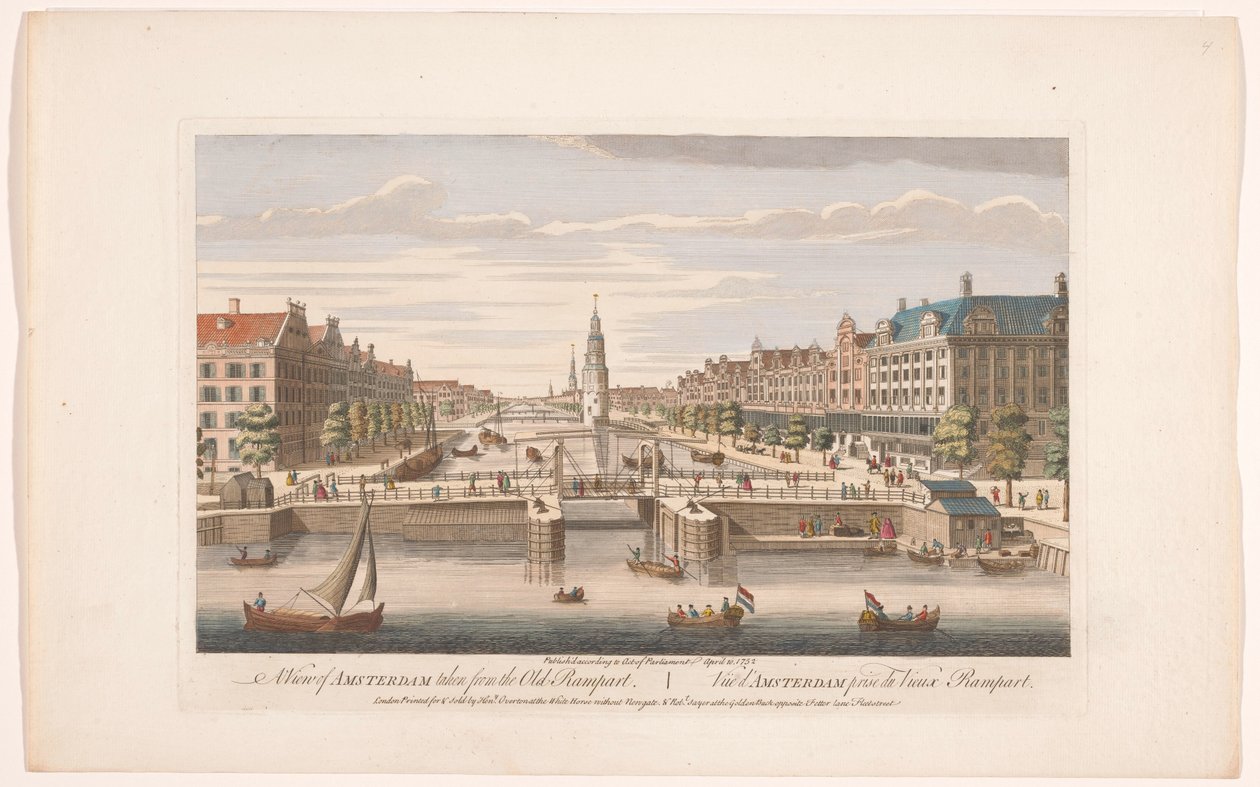 Udsigt over Oudeschans i Amsterdam set fra IJ En udsigt over Amsterdam taget fra den gamle vold (titel på objekt) Holland (serietitel) af Robert Sayer