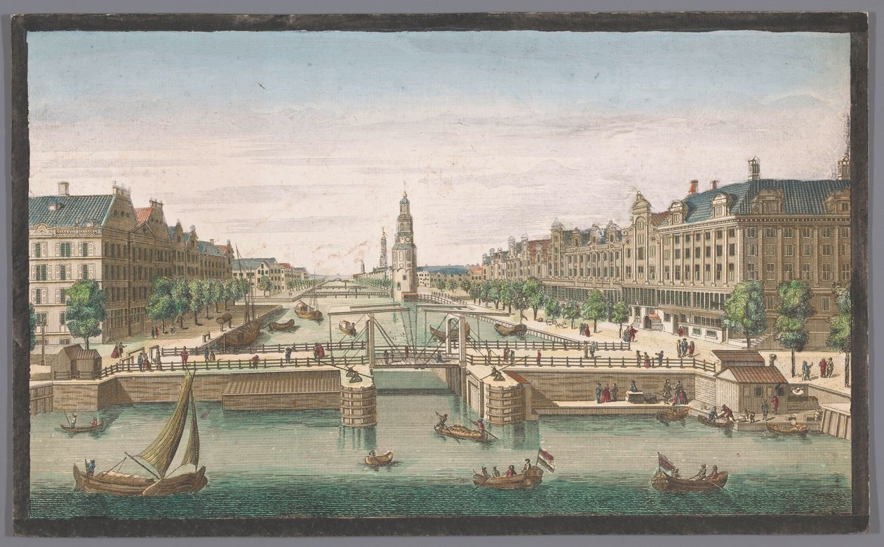 Udsigt over Oudeschans i Amsterdam set fra IJ En udsigt over Amsterdam taget fra den gamle vold (titel på objekt) Holland (serietitel) af Robert Sayer