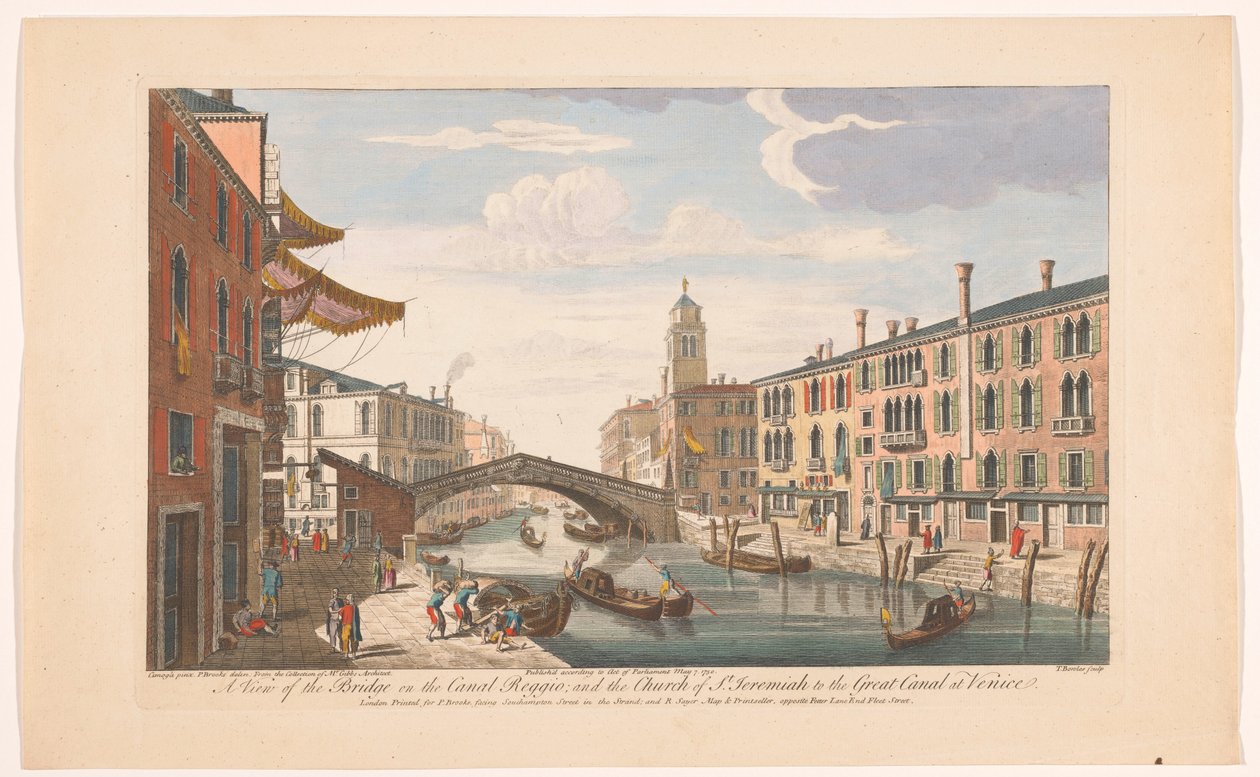 Se på de Ponte delle Guglie over de Canale di Cannaregio te Venetië En udsigt over broen på Canal Reggio; og St. Jeremias-kirken til den store kanal i Venedig (titel på objektet) Venetië (serietitel) af Robert Sayer