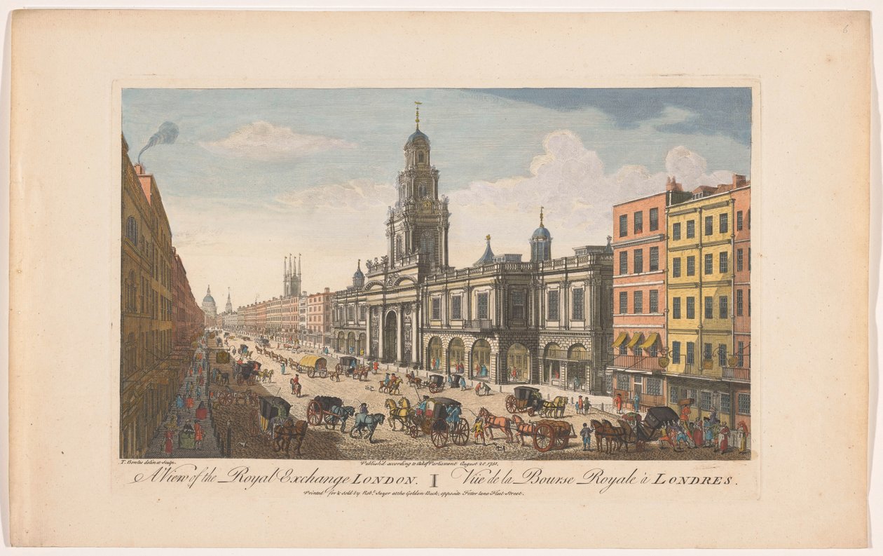 Udsigt over Royal Exchange i London En udsigt over Royal Exchange London (titel på objekt) London (serietitel) af Robert Sayer