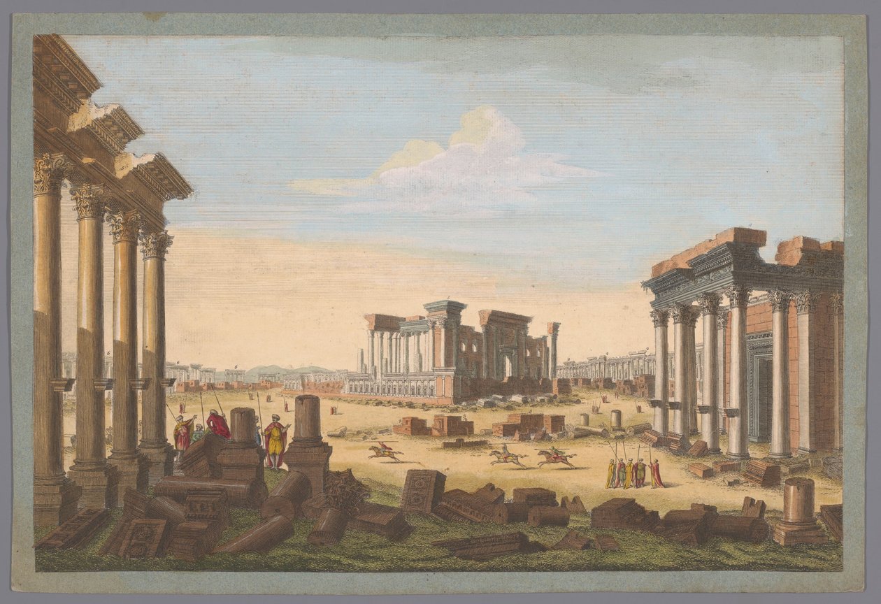 Udsigt over ruinerne af monumenter ved Palmyra set fra nordvest En generel udsigt til Palmira fra nordvest (titel på objekt) af Robert Sayer