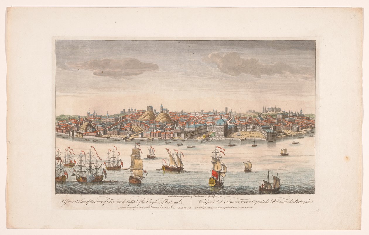 Udsigt over byen Lissabon Et generelt billede af byen Lissabon, hovedstaden i kongeriget Portugal (titel på objektet) Madrid og Lissabon (serietitel) af Robert Sayer