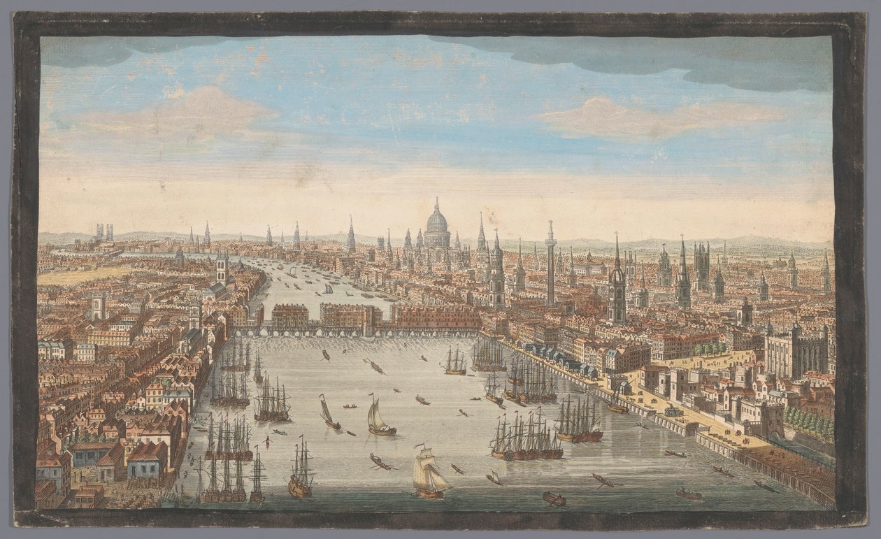 Udsigt over byen London Et generelt billede af byen London, ved siden af ​​Themsen (titel på objektet) London (serietitel) af Robert Sayer