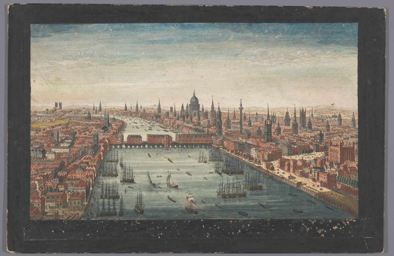 Udsigt over byen London Et generelt billede af byen London, ved siden af ​​Themsen (titel på objektet) London (serietitel) af Robert Sayer