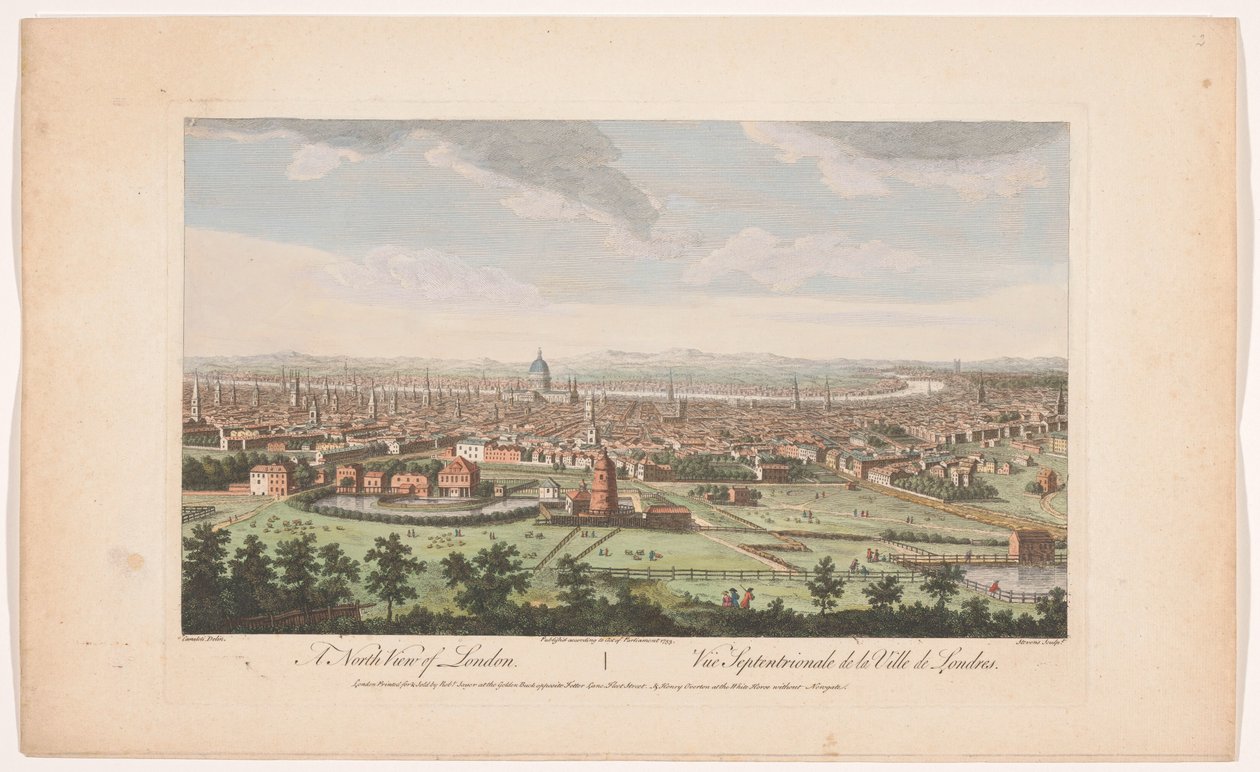 Udsigt over byen London set fra nord En nordlig udsigt over London (titel på objekt) London (serietitel) af Robert Sayer