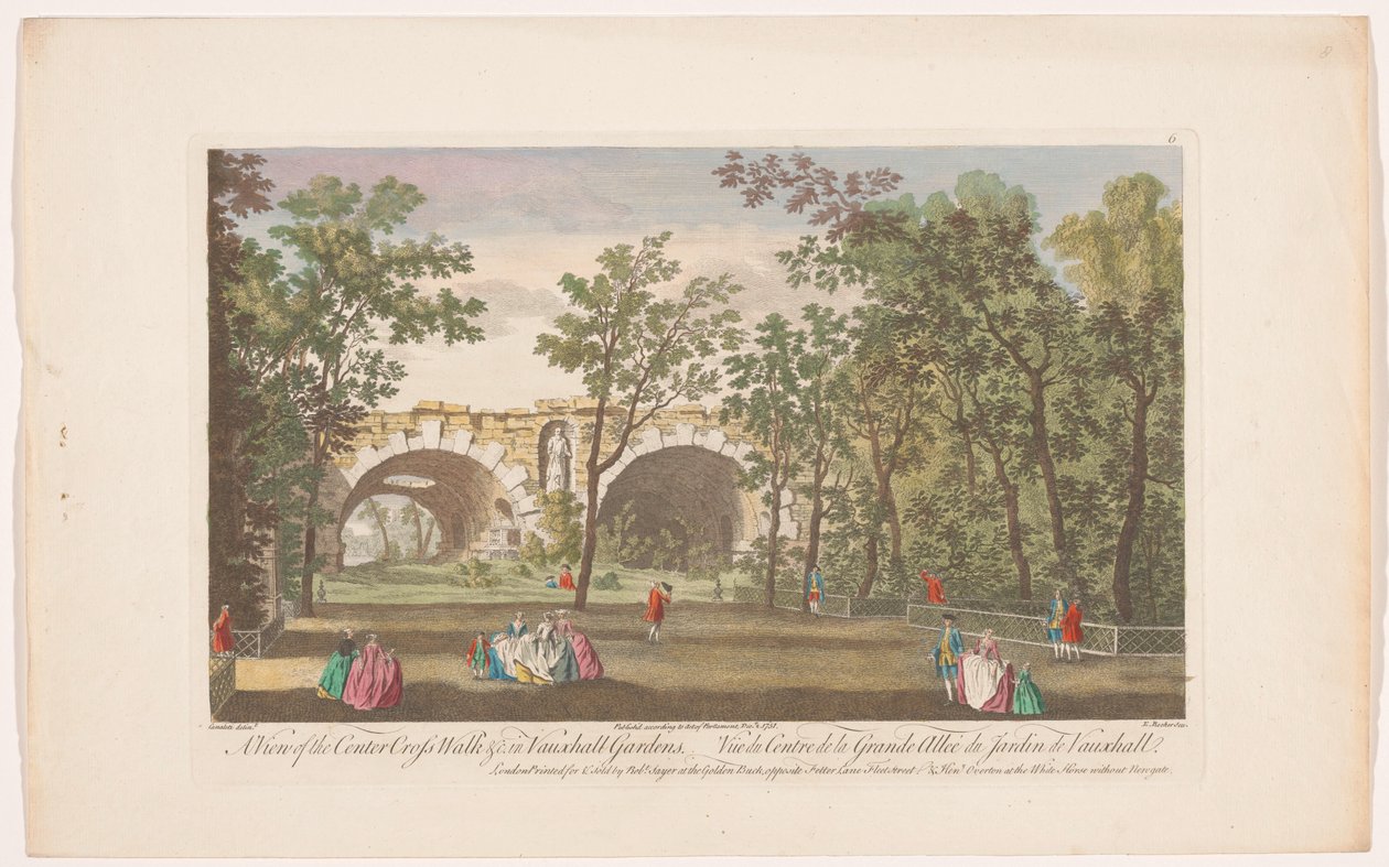 Udsigt over en allé i Vauxhall Gardens i London Udsigt over den midterste tværgang &c. på Vauxhall Gardens (titel på objekt) Ranelagh Gardens og Vauxhall Gardens (serietitel) af Robert Sayer