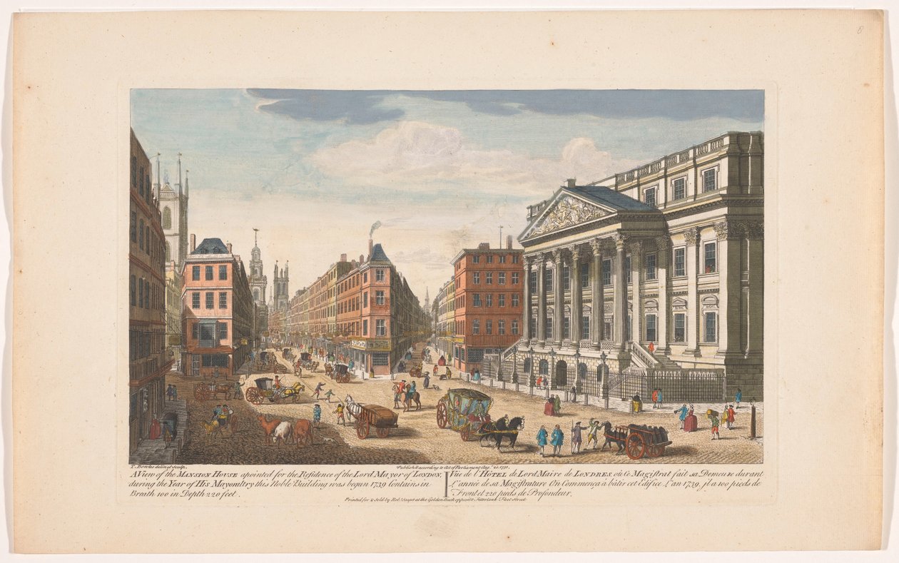 Udsigt over Mansion House i London En udsigt over Mansion House (...) (titel på objektet) London (serietitel) af Robert Sayer