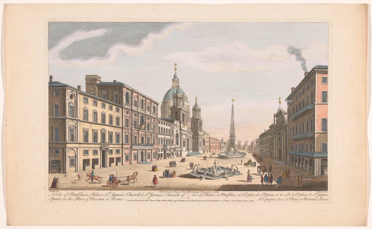 Se på Palazzo Pamphili på Piazza Navona i Rom Udsigt over Panfilius