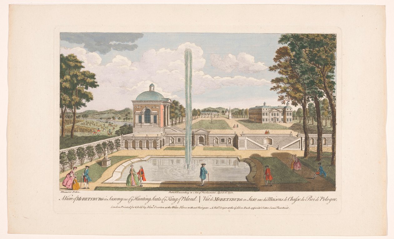 Udsigt over Schloss Moritzburg En udsigt over Moretsburg i Sachsen, et af jer jagtsæder for jer konge af Polen (titel på objektet) Sachsen (serietitel) af Robert Sayer